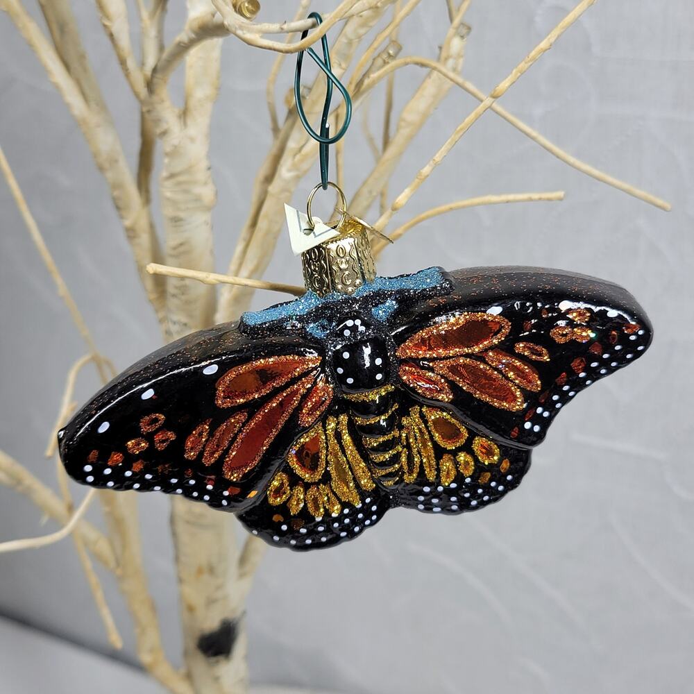 Old World Christmas Monarch Butterfly Ornament Glass Dark Halloween Witchy Decor